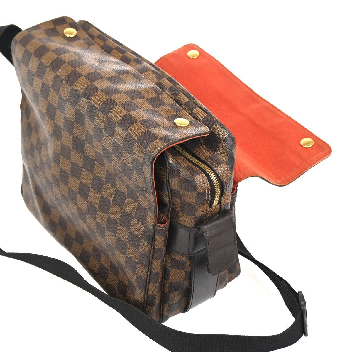 LOUIS VUITTON Naviglio Shoulder Bag Damier Ebene Leather Brown N45255 66CA753