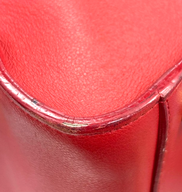 SAINT LAURENT Baby Cabas YSL 2way Shoulder Hand Bag Leather Red Italy 97RL889
