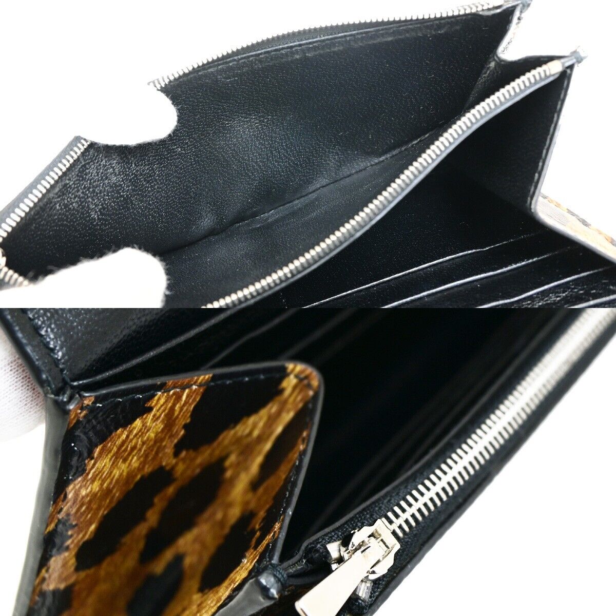 BALENCIAGA Logo Leopard Bifold Long Wallet Leather Brown Italy 36KA407