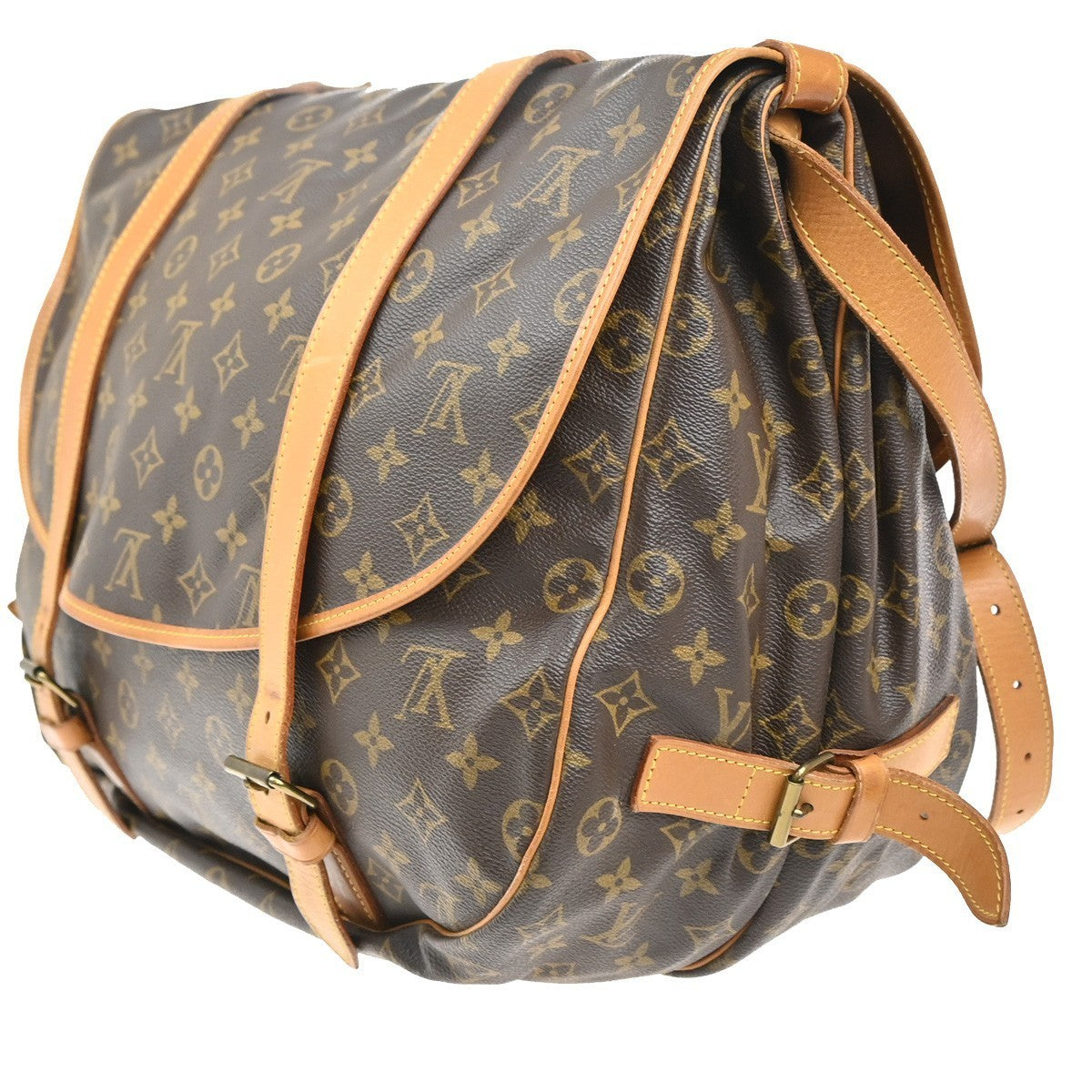 LOUIS VUITTON Logo Saumur 43 Shoulder Bag Monogram Leather Brown M42252 11MA176