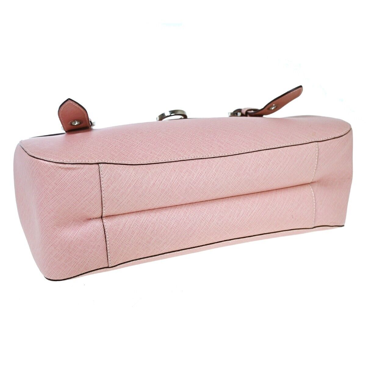 SALVATORE FERRAGAMO Gancini Hand Bag Leather Pink Silver Made in Italy 62HB105
