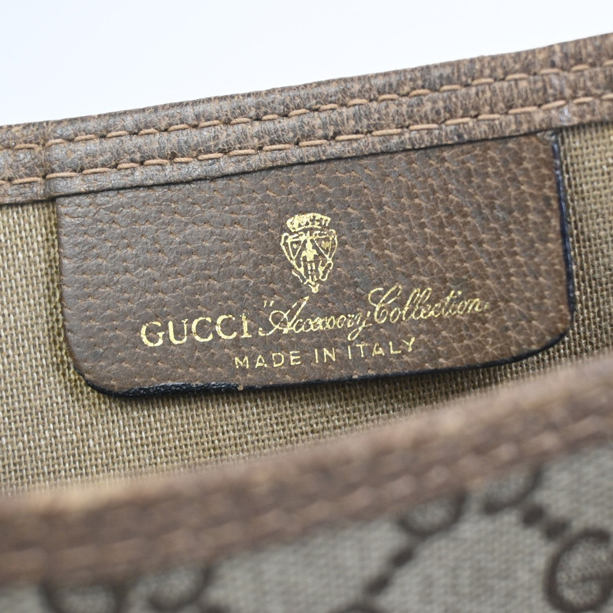 GUCCI Logo Sherry GG Pattern Shoulder Bag PVC Leather Brown Italy 63ZA361