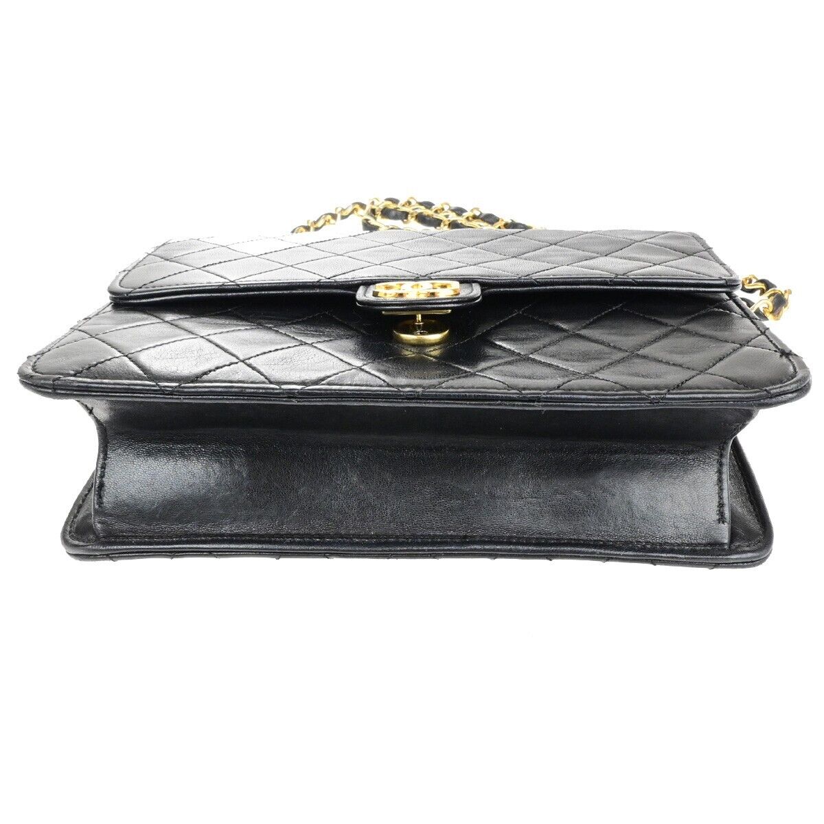 CHANEL CC Logo Matelasse Chain Shoulder Bag Leather Black GHW 41RK820