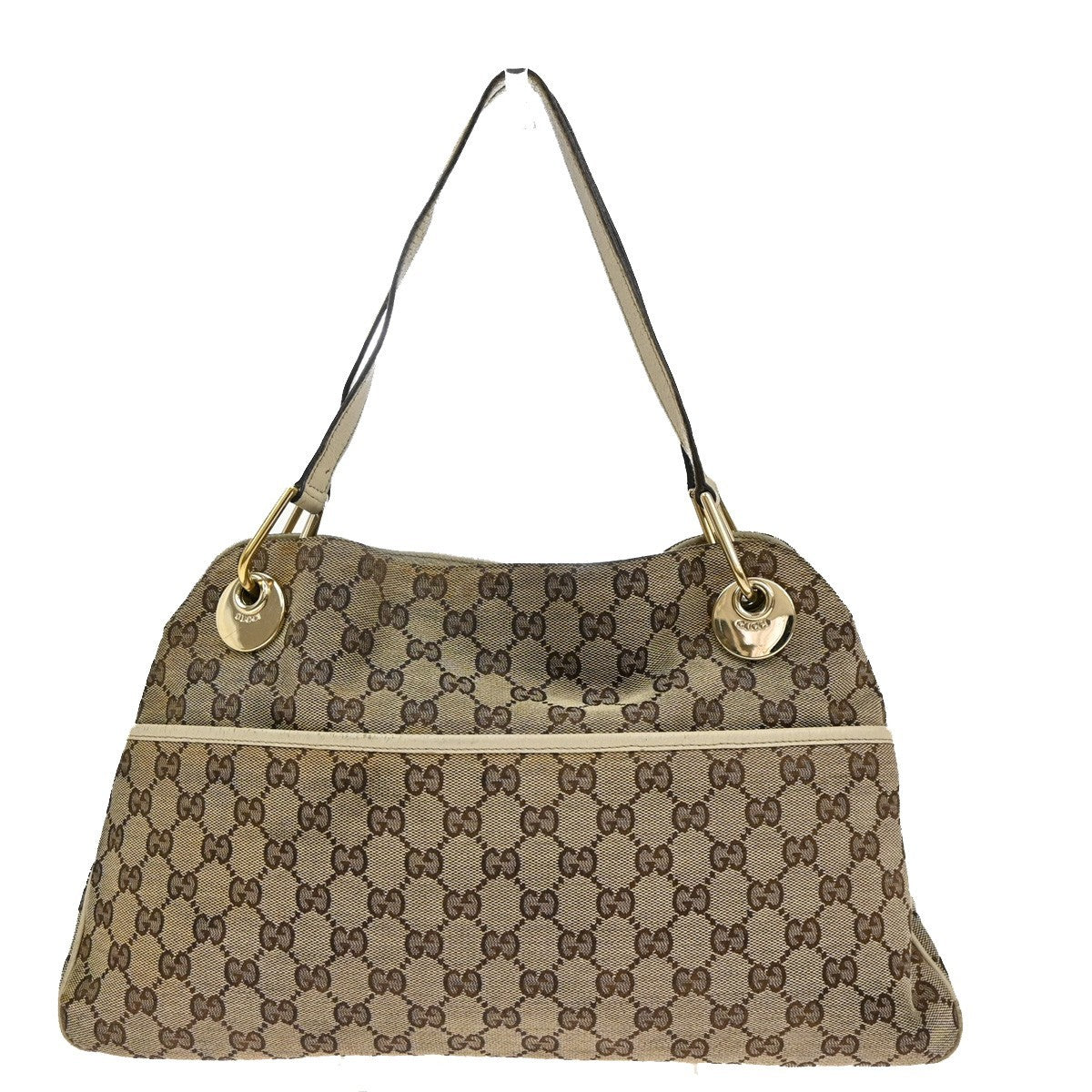 GUCCI GG Pattern Shoulder Tote Bag Canvas Leather Brown GHW Italy 61YH810