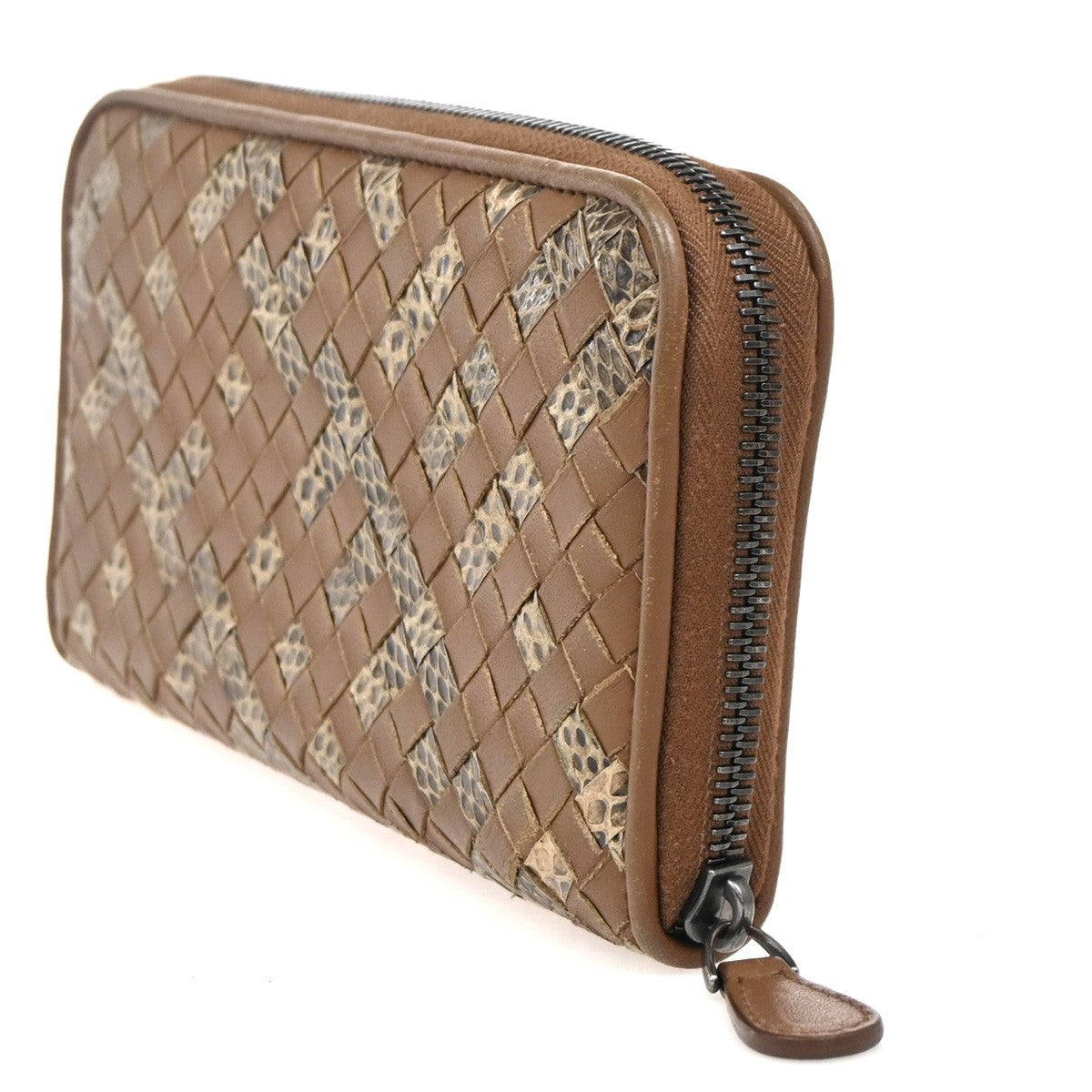 BOTTEGA VENETA Logo Intrecciato Zippy Long Wallet Embossing Leather BN 67DA286