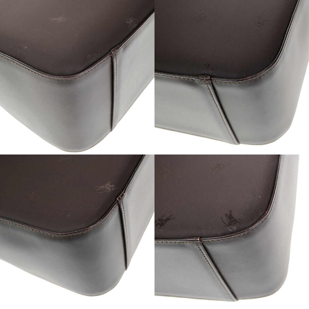 BURBERRY LONDON Logo EKD Hand Bag Tote Nylon Leather Brown SHW 39YG586