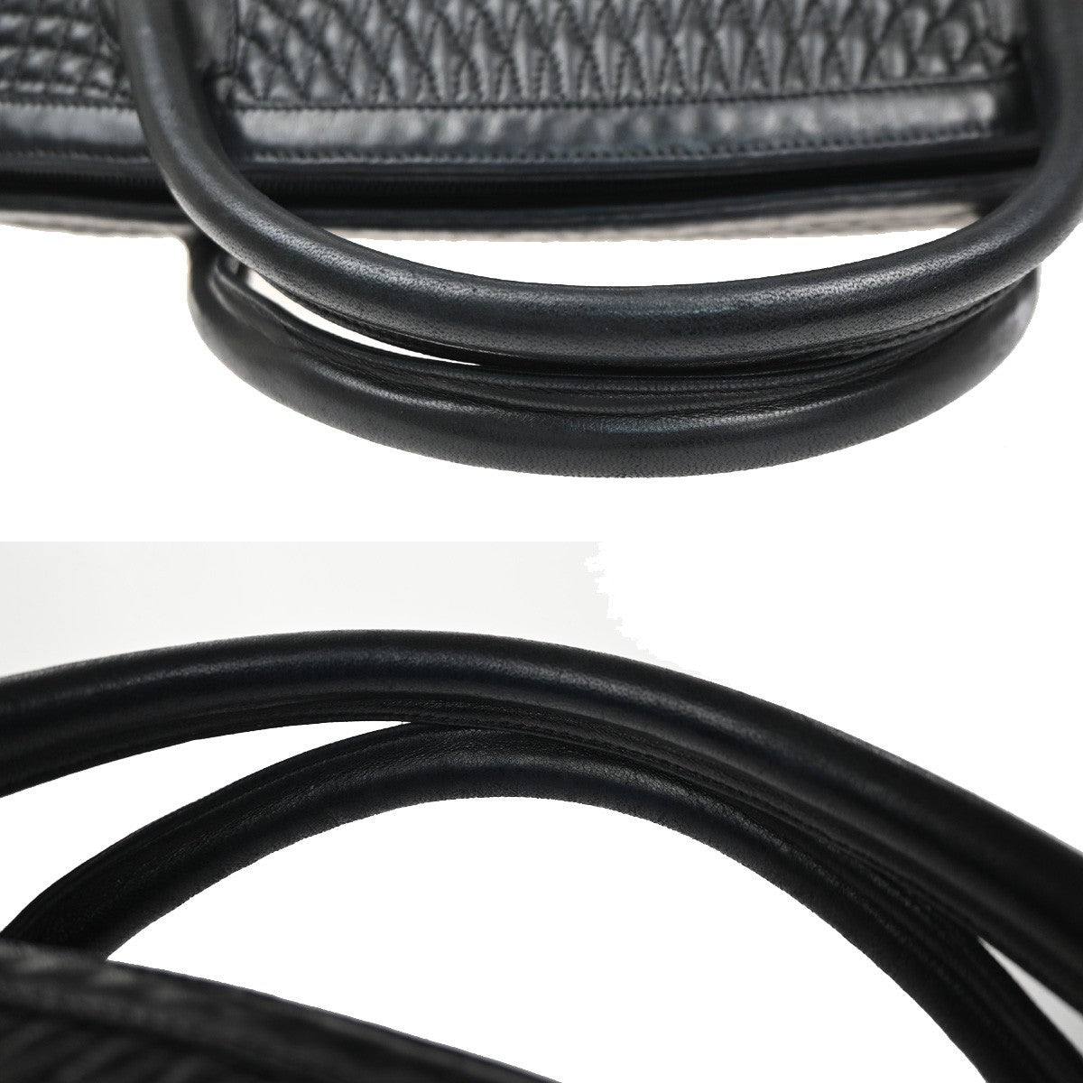 BALLY Logo Tassel Hand Bag Quilted Leather Black GHW Italy 09MA542