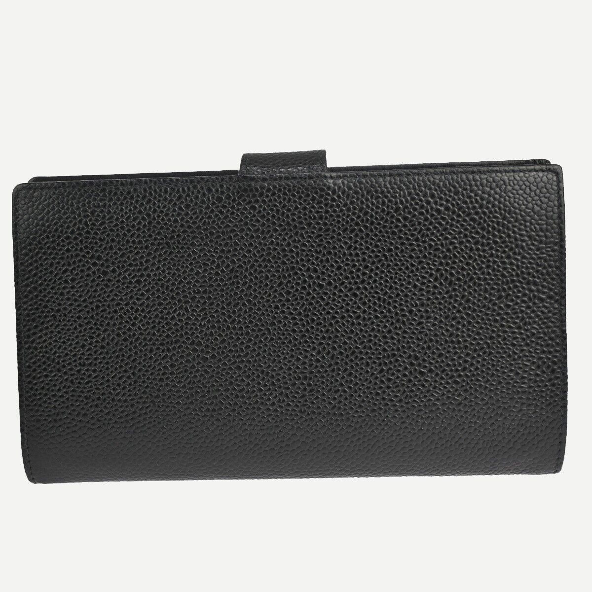 CHANEL CC LOGO Long Bifold Wallet Purse Caviar Skin Leather Black France 11RJ691