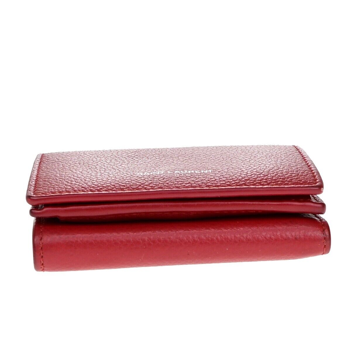 SAINT LAURENT Logo Trifold Wallet Purse Leather Red SHW Made in Italy 04KA226