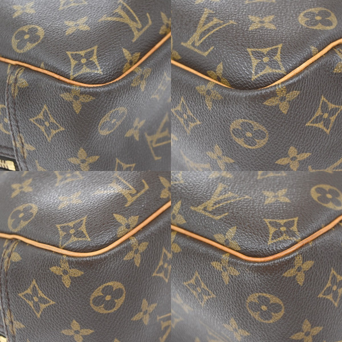 LOUIS VUITTON LV Logo Deauville Hand Bag Monogram Leather Brown M47270 86EG160