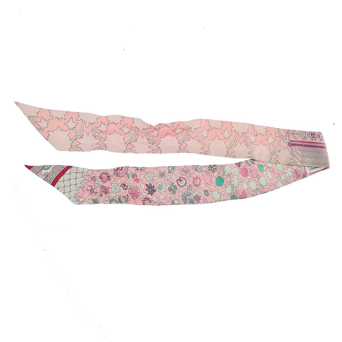 HERMES Twilly Scarf " Tapis Persans " 100% Silk Pink France 63RQ093