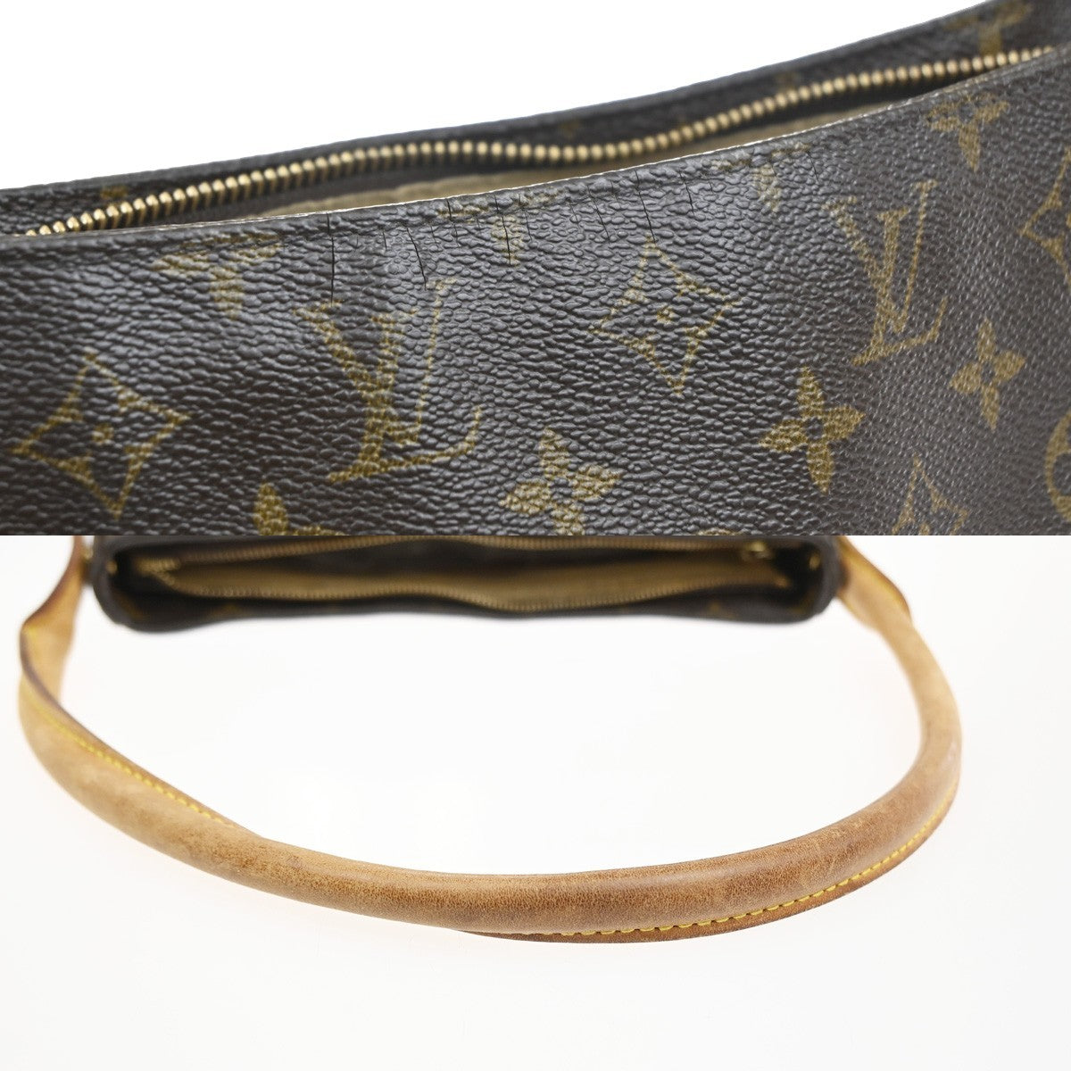 LOUIS VUITTON Logo Looping GM Shoulder Bag Monogram Leather Brown M51145 88YH944
