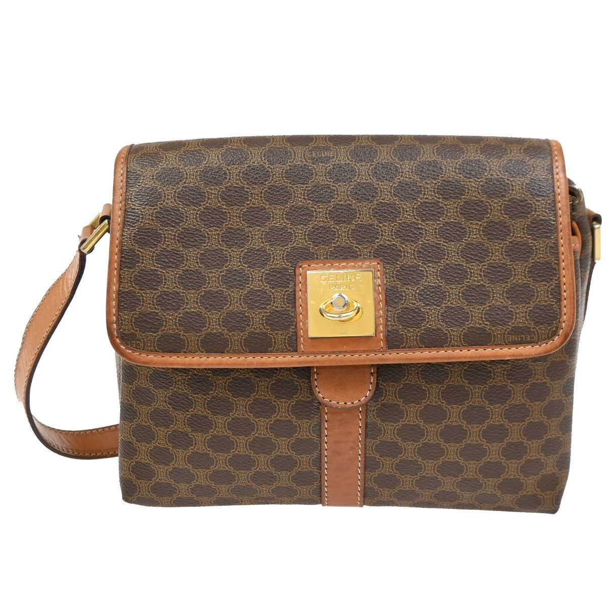 CELINE Logo Gancio Macadam Crossbody Shoulder Bag PVC Leather BN Italy 30DA241