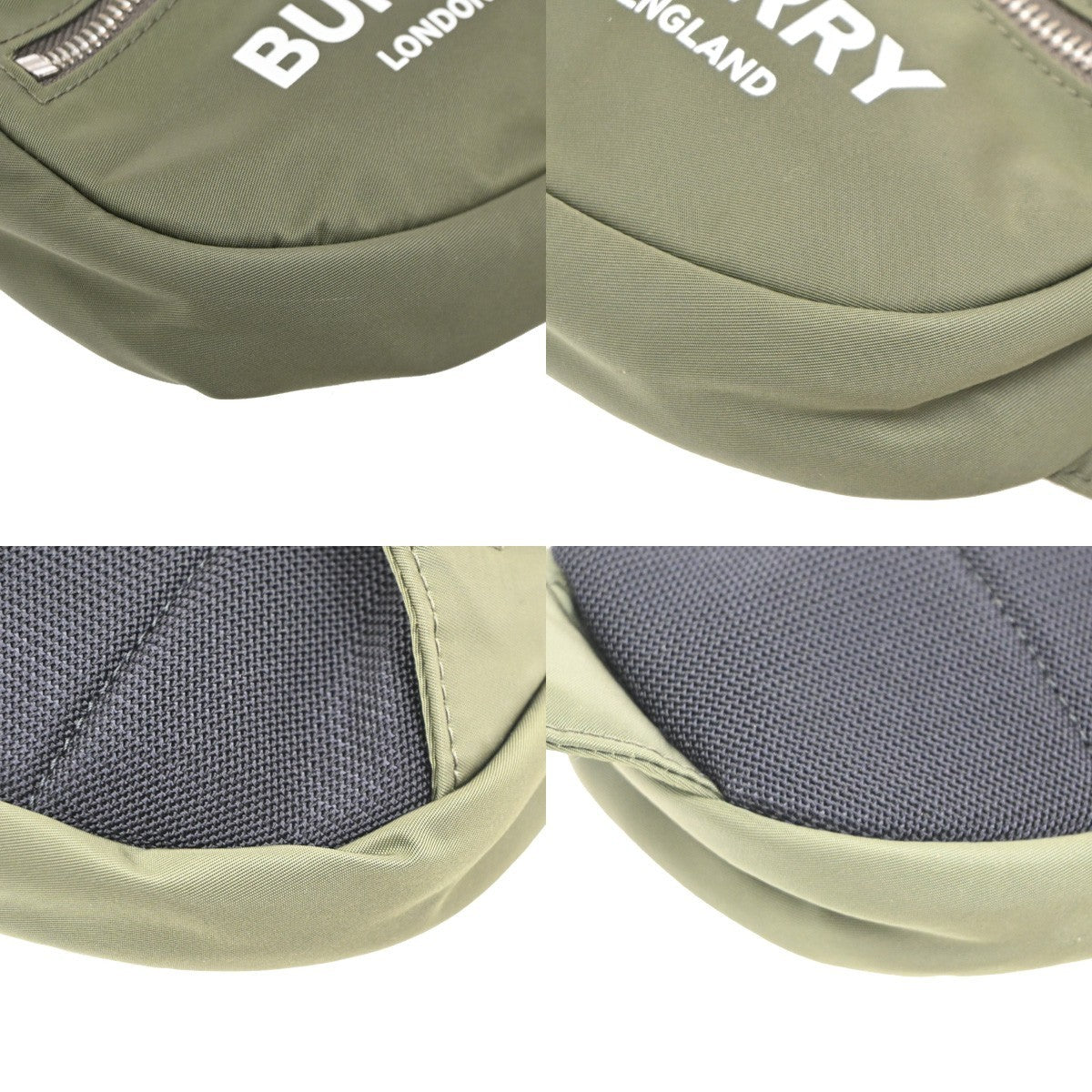 BURBERRY Logo Bum Body Bag Nylon Green SHW 34KB759