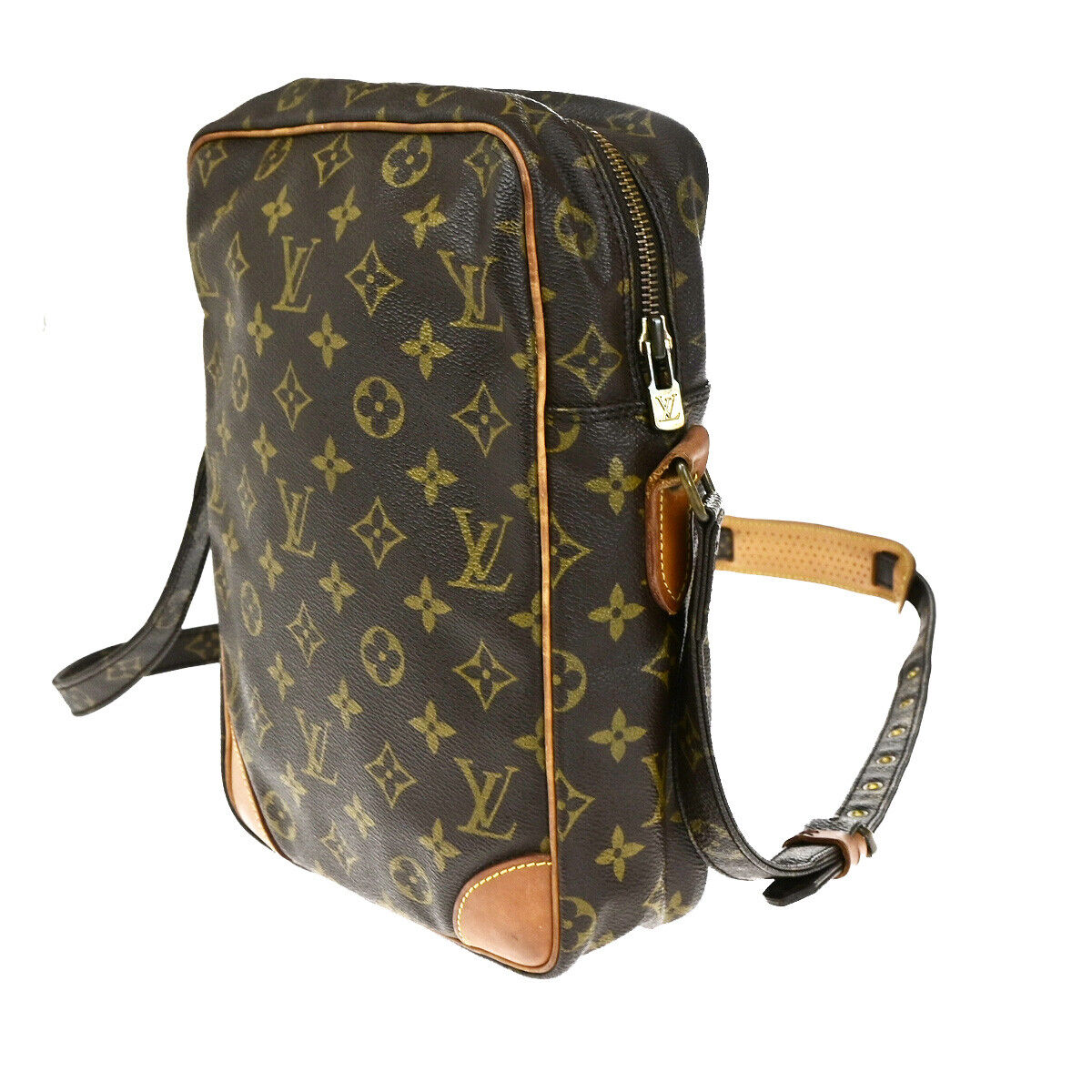 LOUIS VUITTON Logo Danube MM Shoulder Bag Monogram Leather Brown M45264 38SJ492