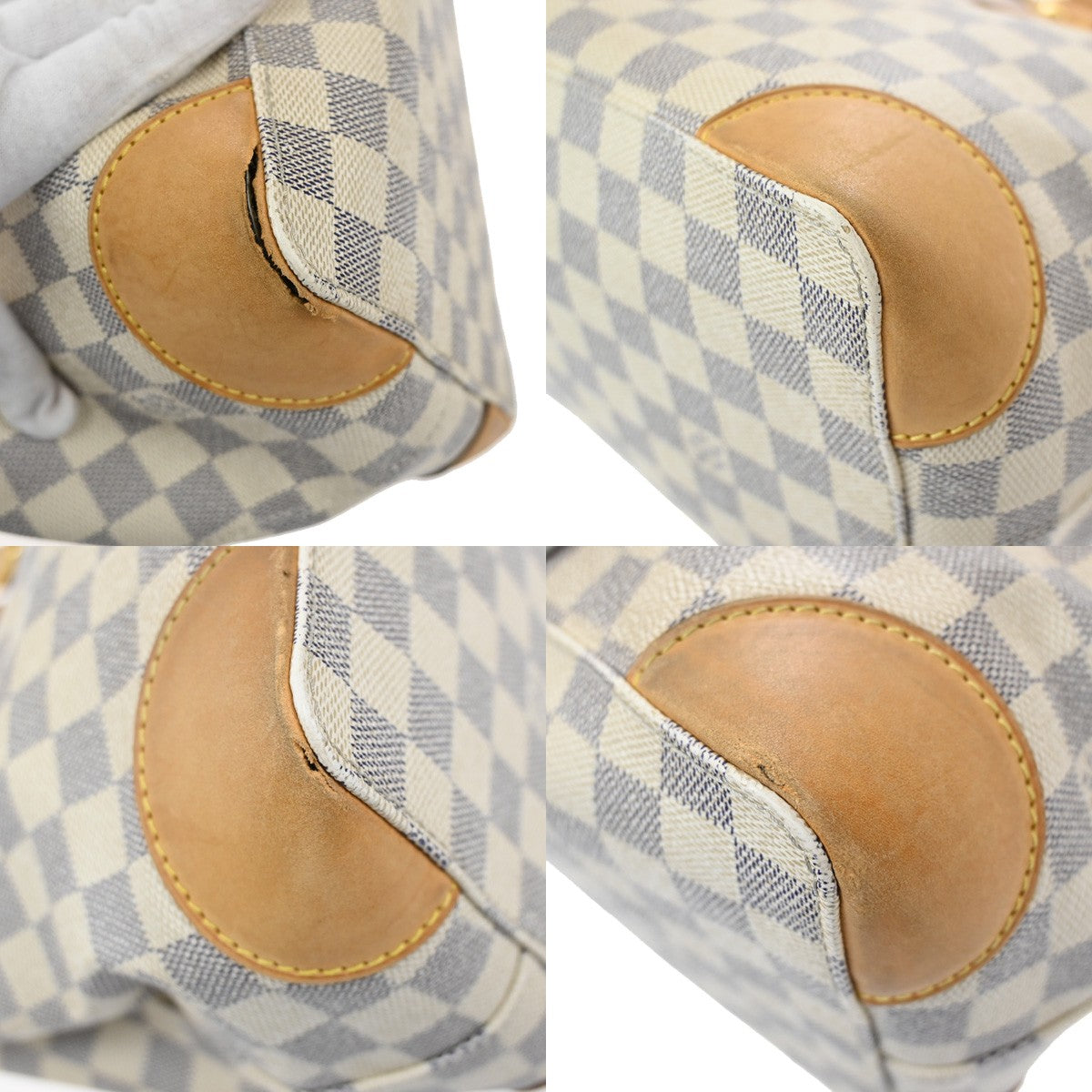 LOUIS VUITTON Hampstead PM Shoulder Bag Damier Azur Leather White N51207 32YH746