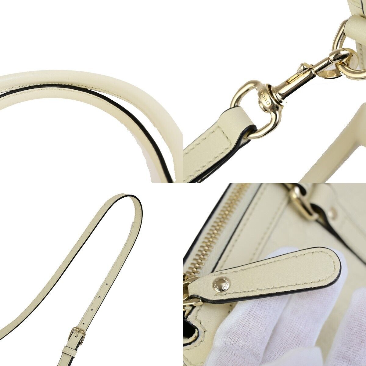 GUCCI Micro GG Guccissima 2Way Shoulder Hand Bag Leather White Italy 23ED010