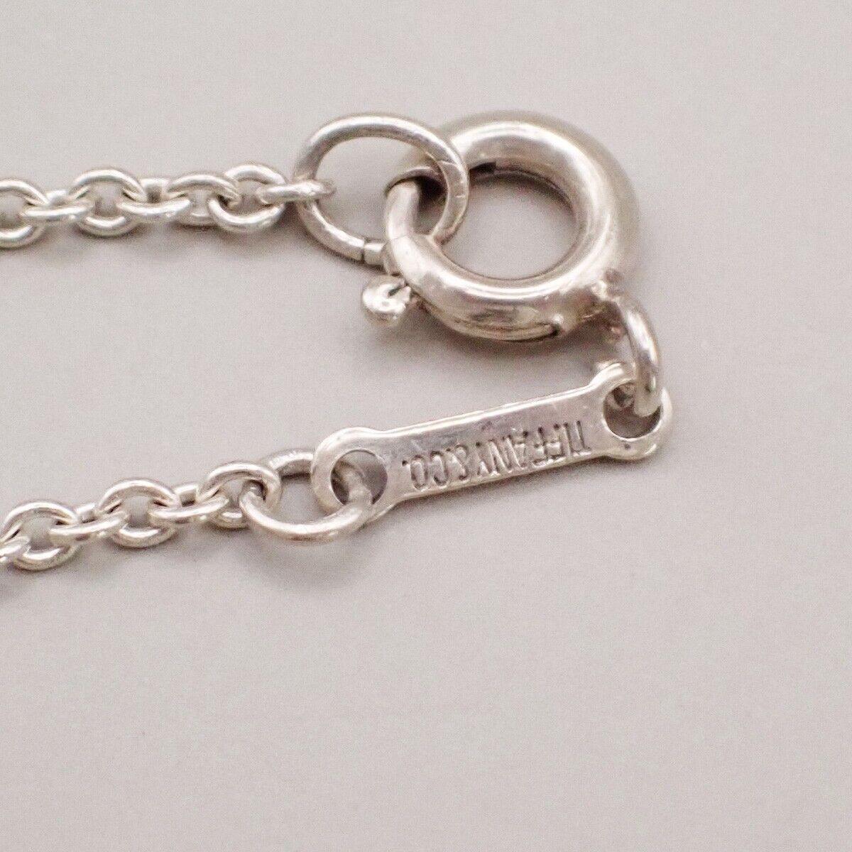 TIFFANY & CO. Logo Open Heart 7mm Chain Necklace Elsa Peretti Silver Ag 66YF227