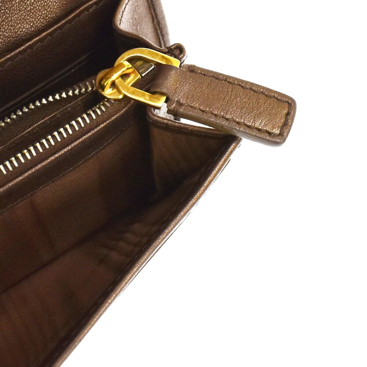 CELINE Logo Macadam Long Bifold Wallet Purse Suede Leather Brown 07GA648