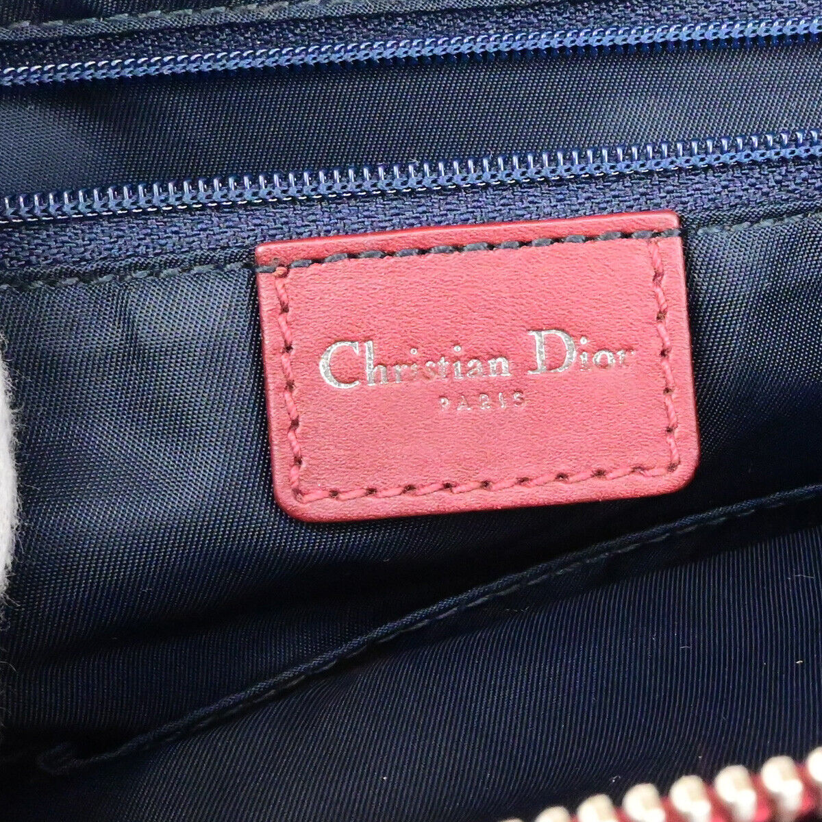 CHRISTIAN DIOR Trotter Pattern Hand Bag Canvas Leather BY Blue SHW 16YG692