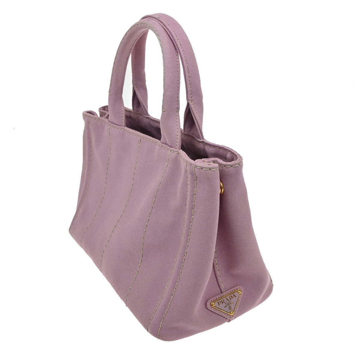 PRADA Logo CANAPA  Hand Tote Bag Canvas Lether Pink GHW Italy 76MA012