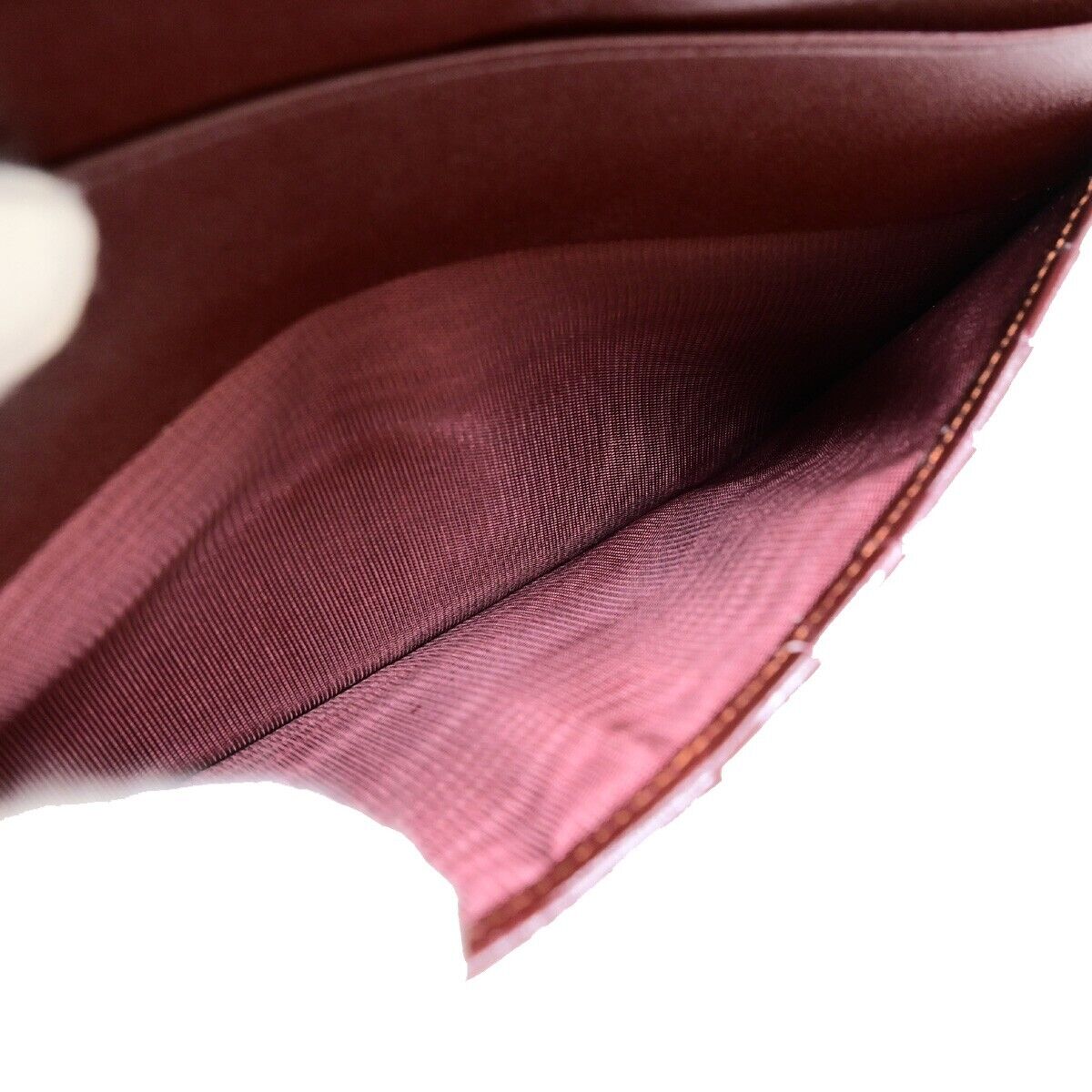 Must De Cartier 2C Logo Vertical Long Bifold Wallet Leather Bordeaux 09EB804