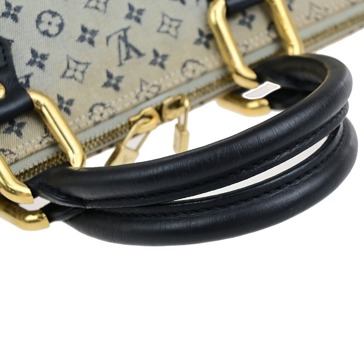 LOUIS VUITTON Logo Alma Long Hand Bag Monogram Mini Canvas Blue M92205 31ED365
