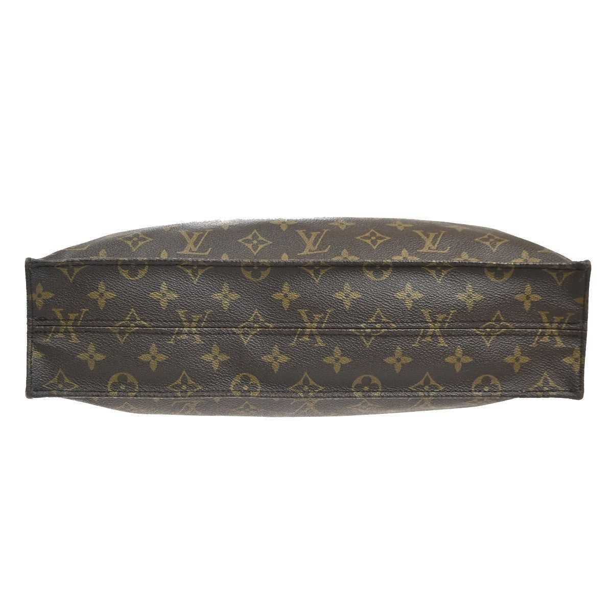 LOUIS VUITTON Logo Sac Plat Hand Tote Bag Monogram Leather Brown M51140 67MA451
