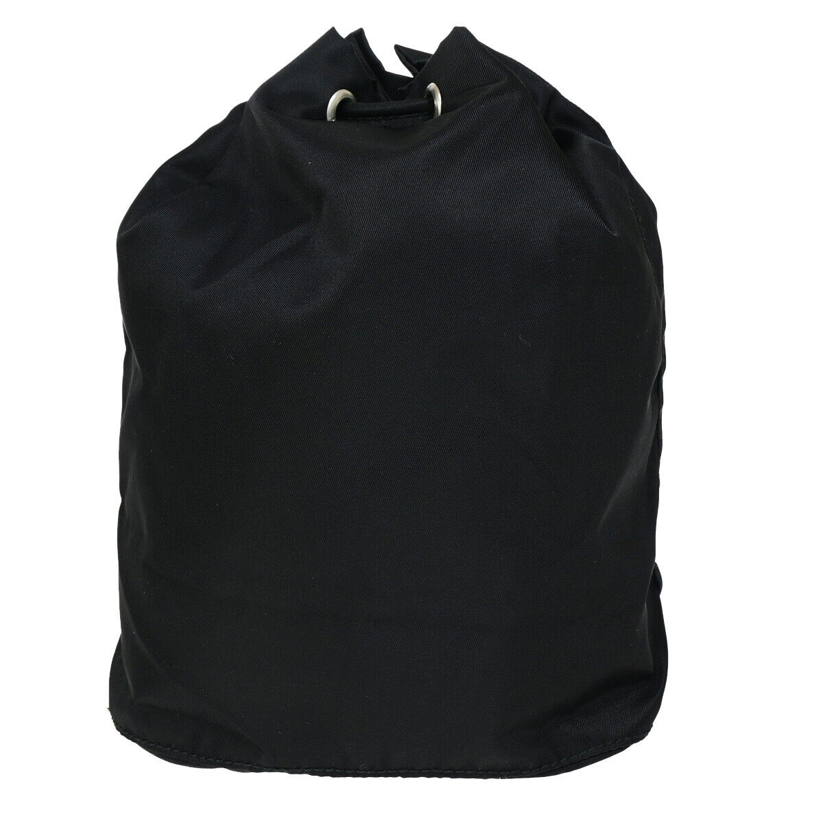 PRADA Logo Tessuto Drawstring Pouch Nylon Leather Black SHW Italy 61YF613