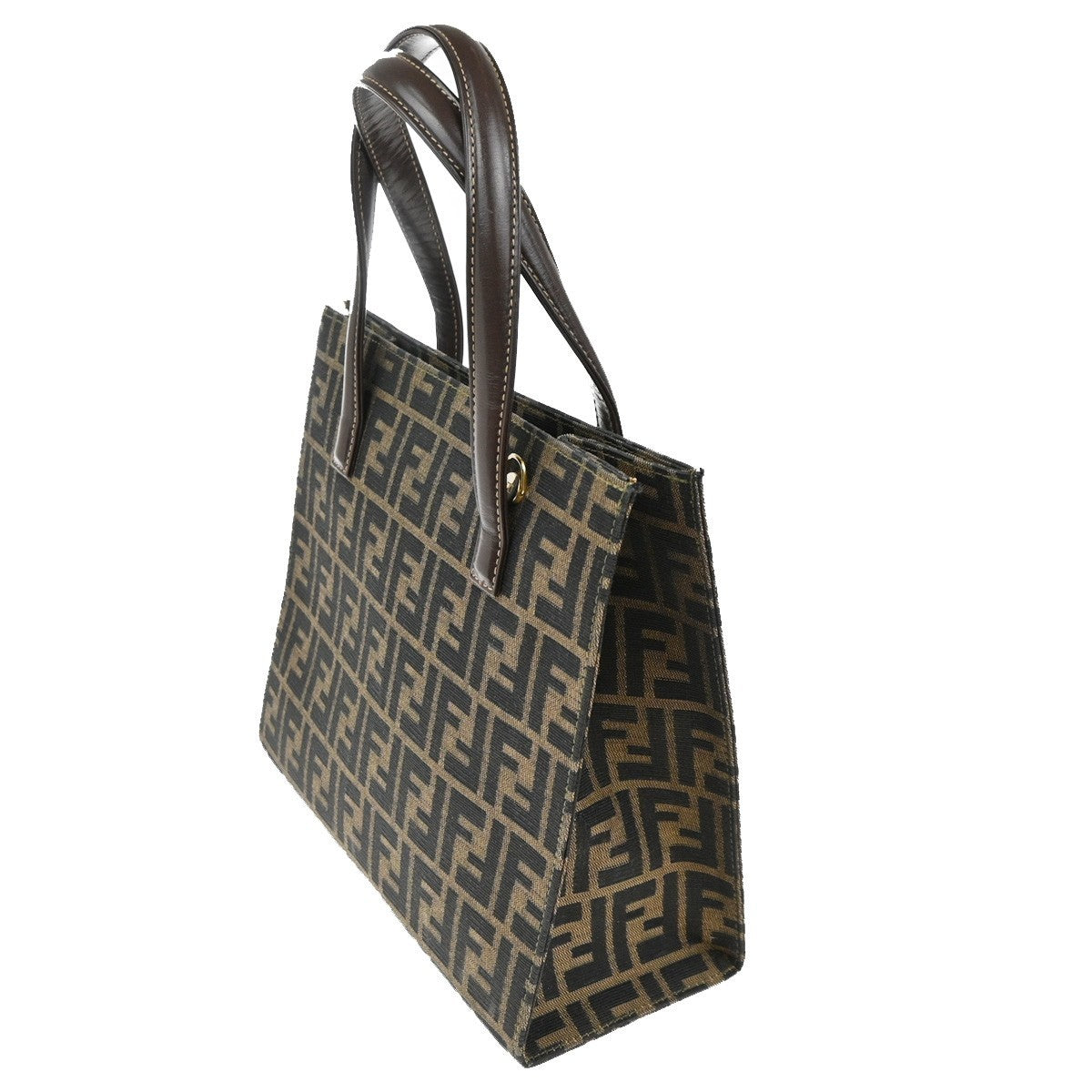 FENDI Zucca Pattern 2Way Shoulder Hand Bag Canvas Leather Brown GHW 97TA505