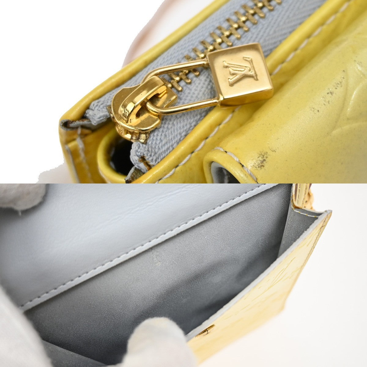 LOUIS VUITTON Mott Shoulder Bag Monogram Vernis Lime Yellow M91059 63KB273