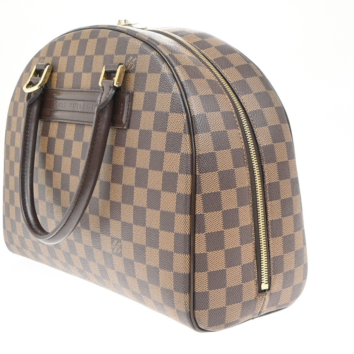 LOUIS VUITTON Logo Nolita HandBag Damier Ebene Leather Brown N41455 50KC176