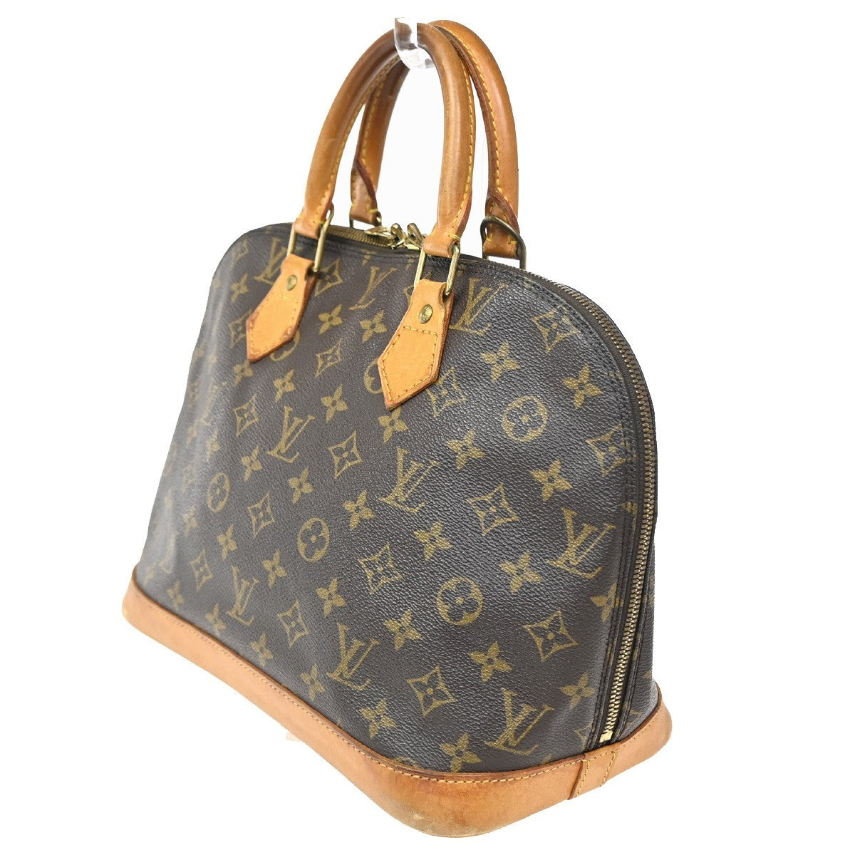LOUIS VUITTON LV Logo Alma Hand Bag Monogram Leather Brown France M51130 34ZA049