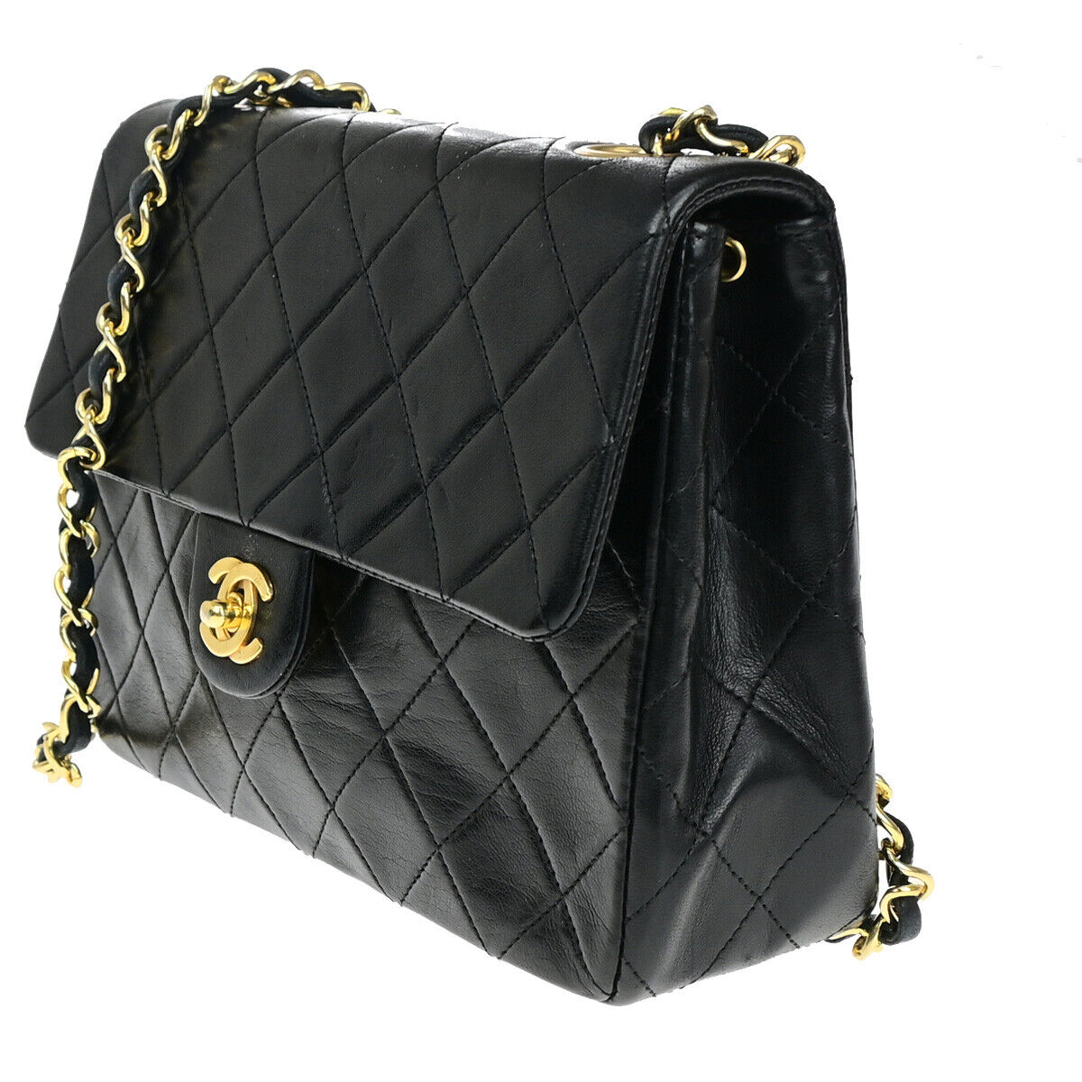 CHANEL CC Mini Matelasse Chain Shoulder Bag Leather Black GHW Vintage 397RK660