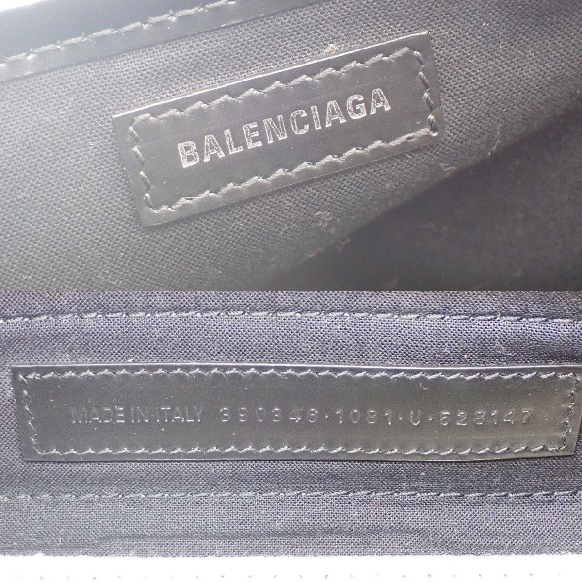 BALENCIAGA LOGO Navy Cabas XS Hand Bag Canvas Leather White Black 70KC967