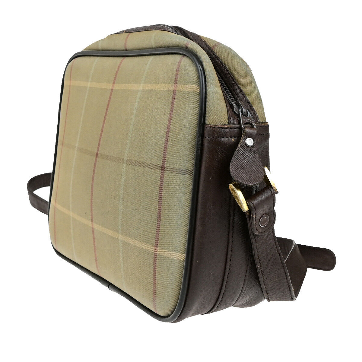 Burberrys Logo Shoulder Bag Check Canvas Leather Brown GHW 05YG581