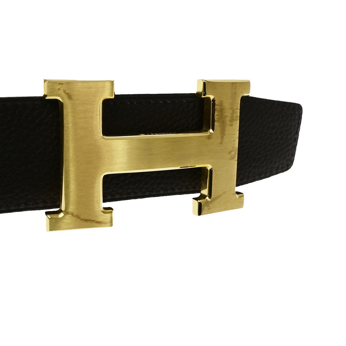 HERMES Constance H Logo Reversible Buckle Belt Leather Size 70 BK BN GHW 80RQ090