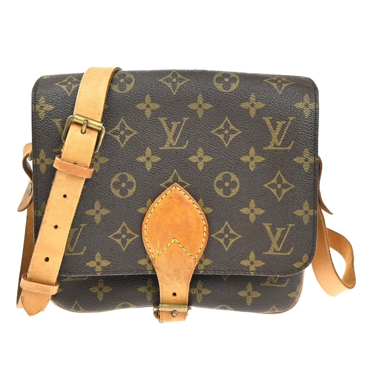 LOUIS VUITTON Cartouchiere MM Shoulder Bag Monogram Leather Brown M51253 88TA476