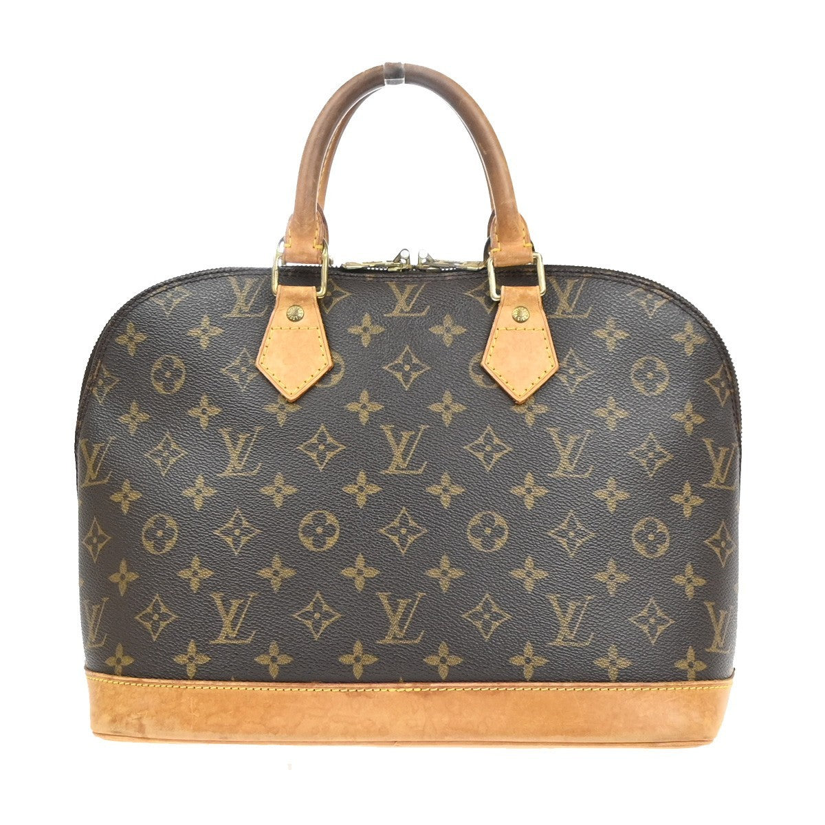 LOUIS VUITTON LV Logo Alma Hand Bag Monogram Leather Brown France M51130 32MA462