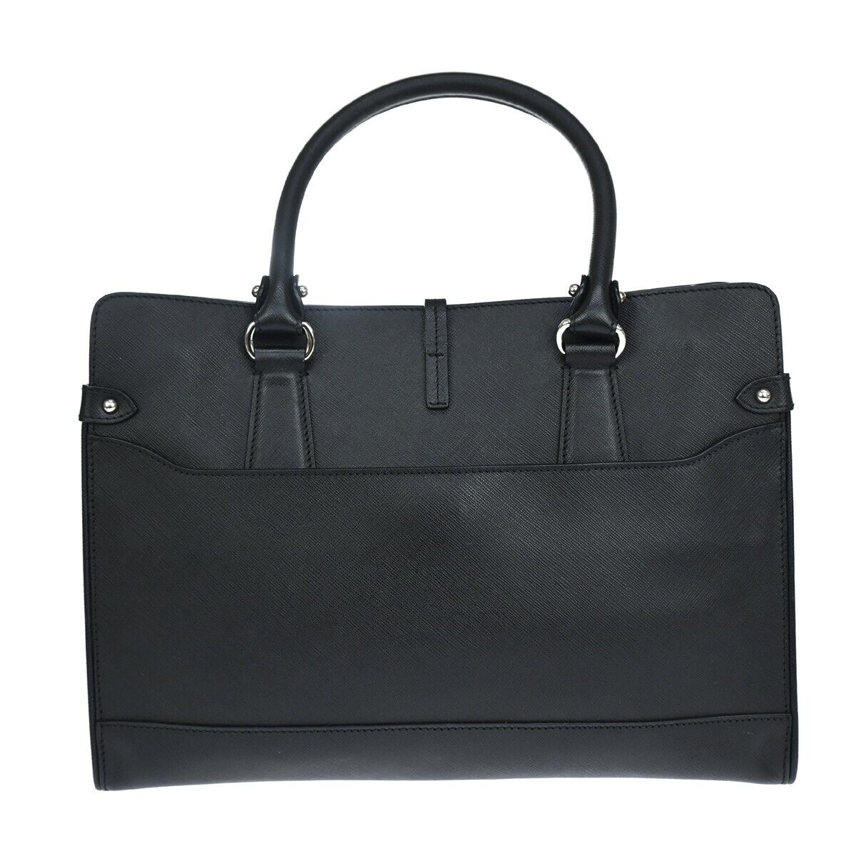 SALVATORE FERRAGAMO Gancini Hand Bag Leather Black Silver Made in Italy 61HB058