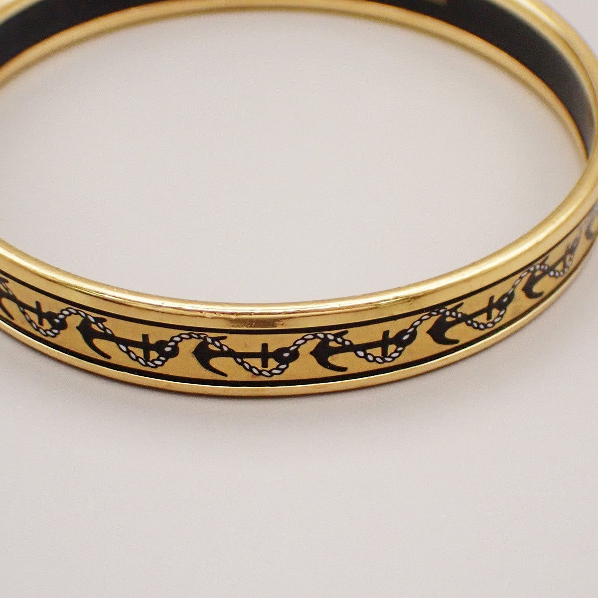 HERMES Email PM Bangle Bracelet  Enamel GHW Gold Made in Austria 30RL379