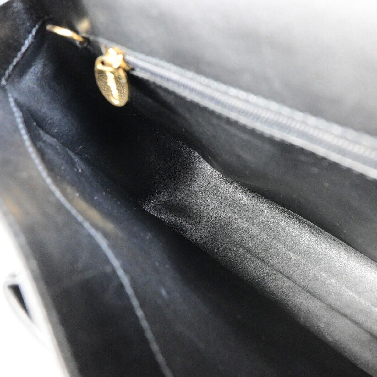 CARTIER Logo Panther Shoulder Bag Leather Black GHW Made in Italy 77EC368