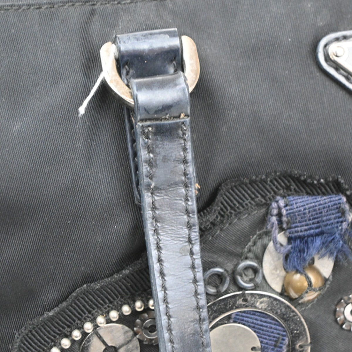 PRADA MILANO Logo Tessuto Hand Bag Nylon Leather Black SHW Italy 33CA503