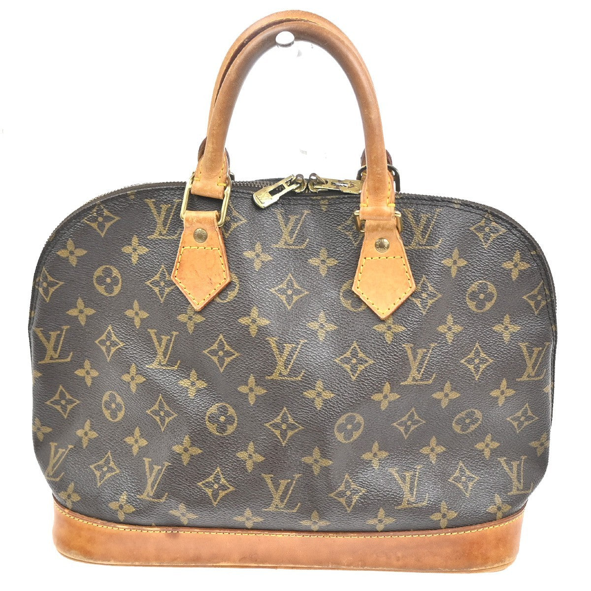 LOUIS VUITTON LV Logo Alma Hand Bag Monogram Leather Brown France M51130 32KC515