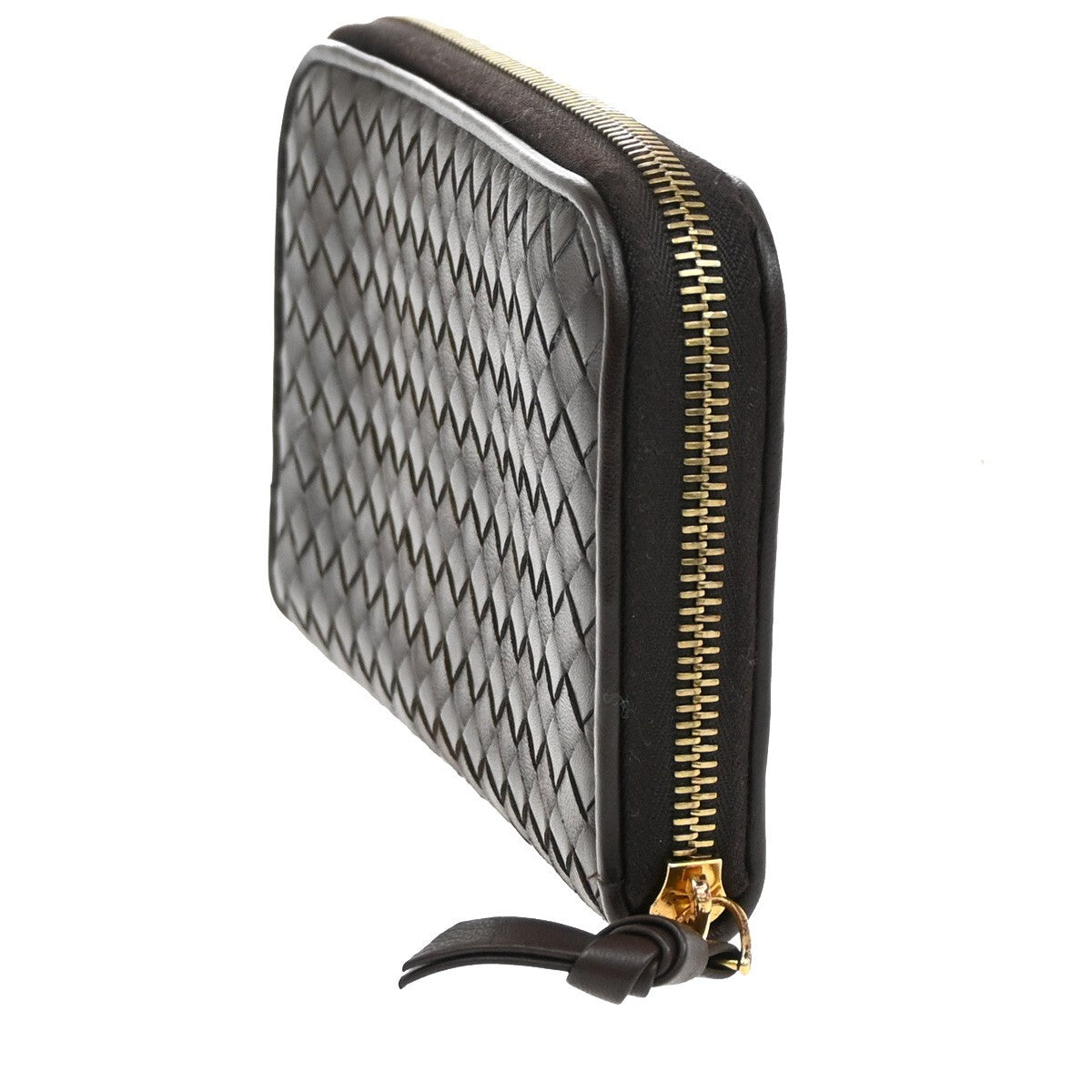 BOTTEGA VENETA Logo Intrecciato Long Zipper Around Wallet Leather Brown 65EE345