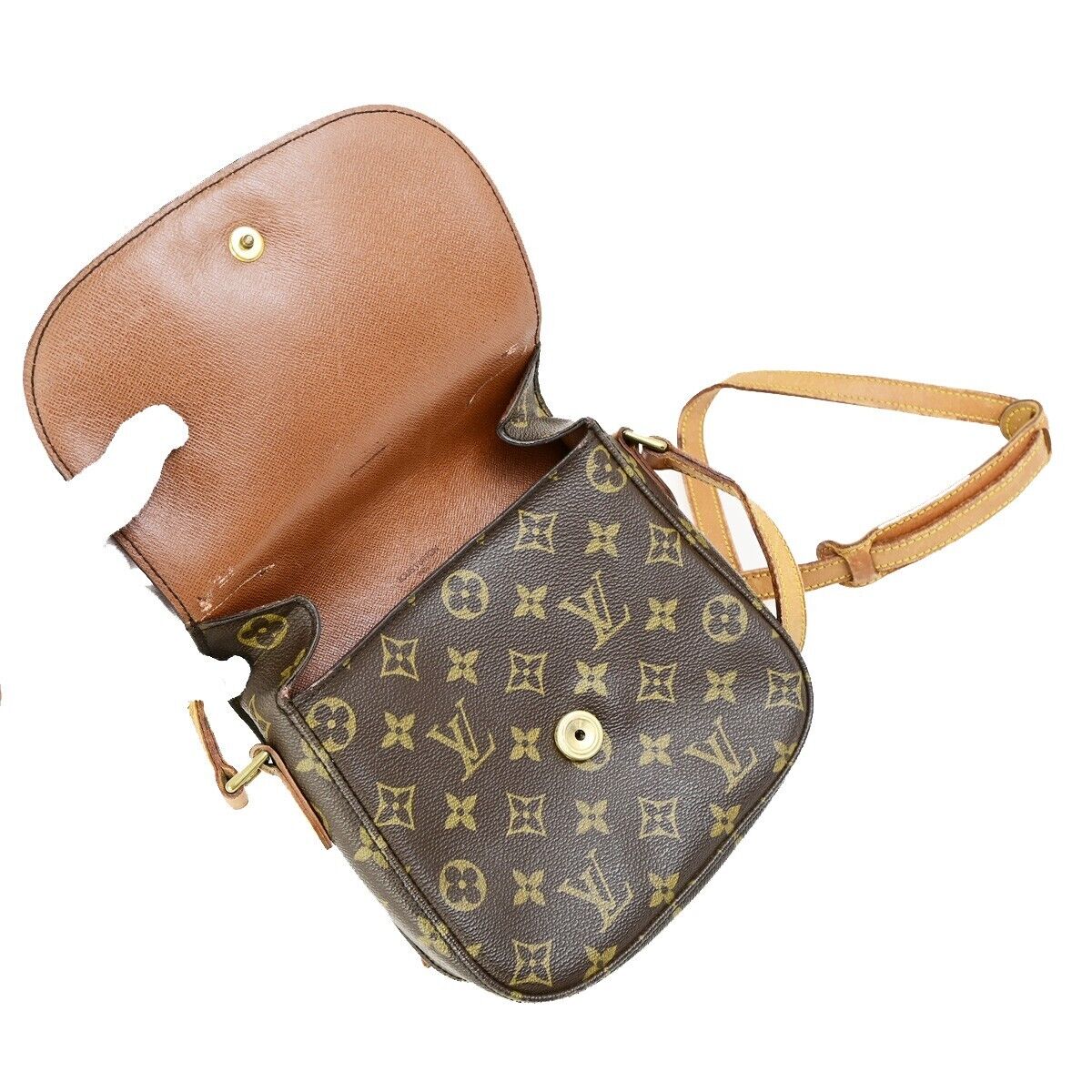 LOUIS VUITTON Saint Cloud MM Shoulder Bag Monogram Leather Brown M51243 65FB335