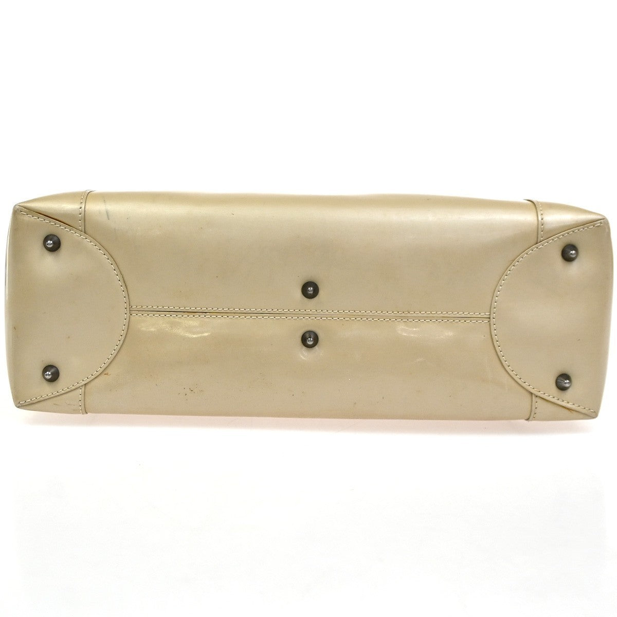 CHRISTIAN DIOR Maris Pearl Hand Bag  Hand Bag Patent Leather Beige SHW 30YH858