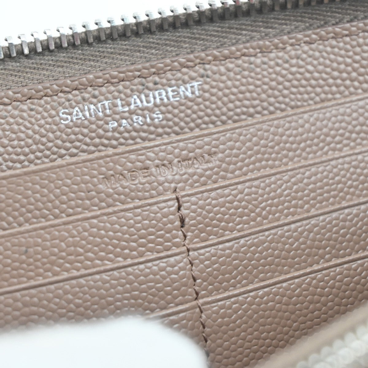 SAINT LAURENT YSL Logo Zipper Aroung Long Wallet Leather Brown SHW 64EF031
