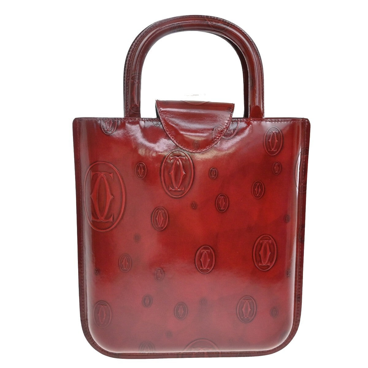 CARTIER Logo Birthday Hand Bag Patent Leather Red France 30EF198