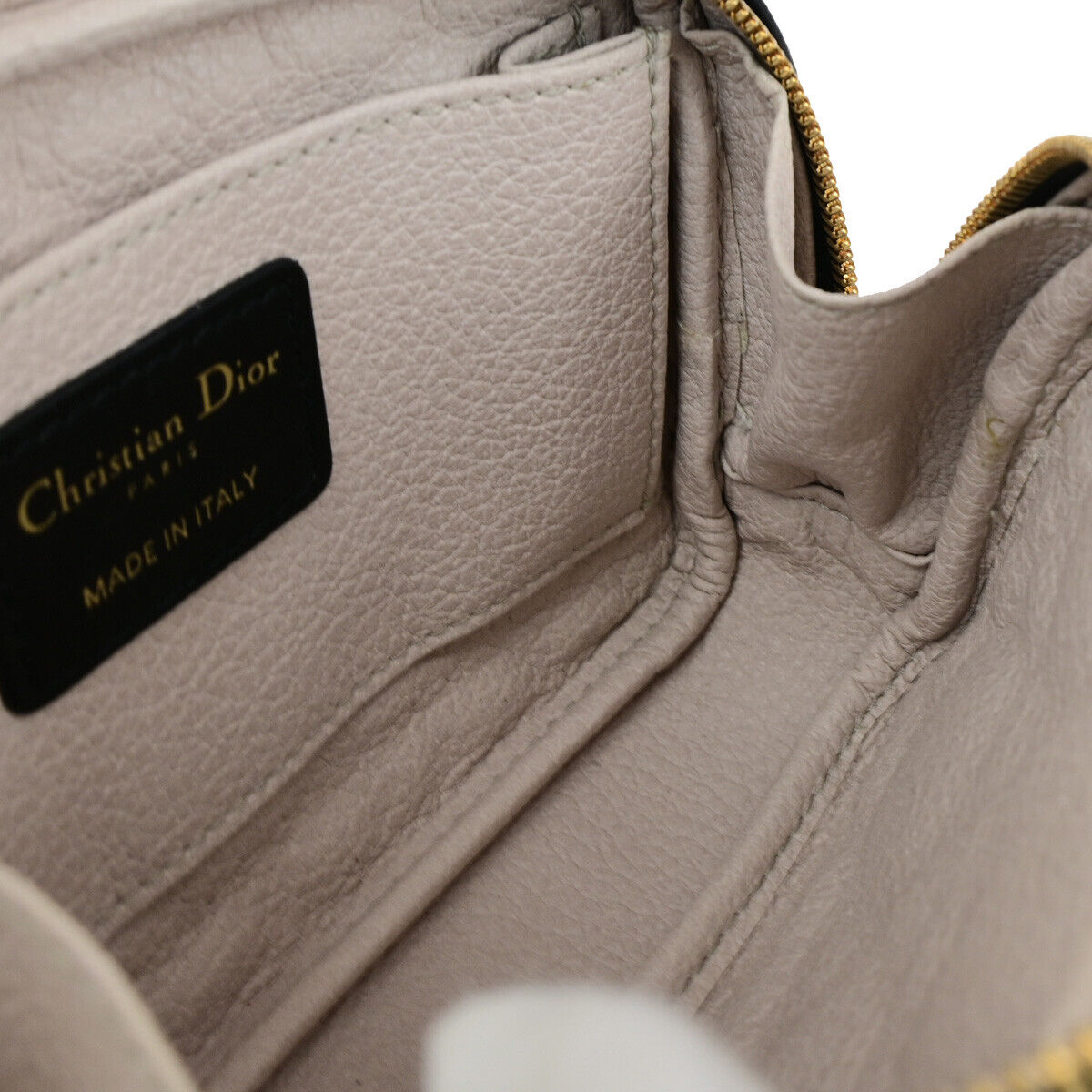 CHRISTIAN DIOR Logo Cannage Caro Mini Pouch Bag Leather Black GHW Italy 85RK740